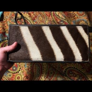 Authentic Zebra Hide Fur Clutch Handbag